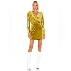 NWT LPA Celeste Velvet Mini Dress Mustard XS Revolve Party Date Night